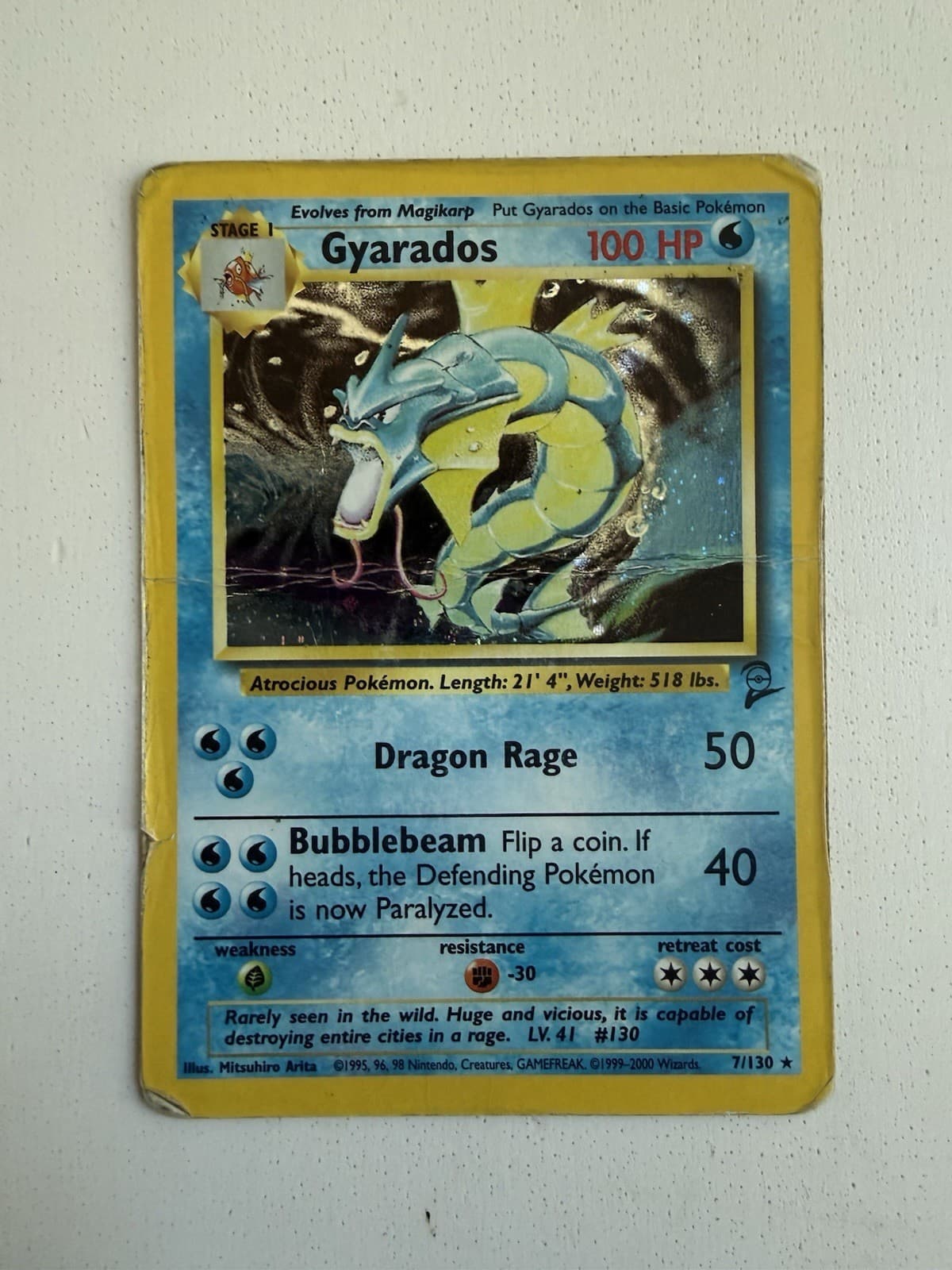 Pokemon Gyarados 7/130 Holo Base Set 2 Damaged